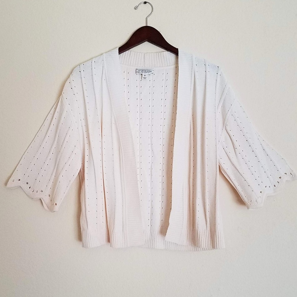 St John Sport Wool Blend Open Cardigan Sweater